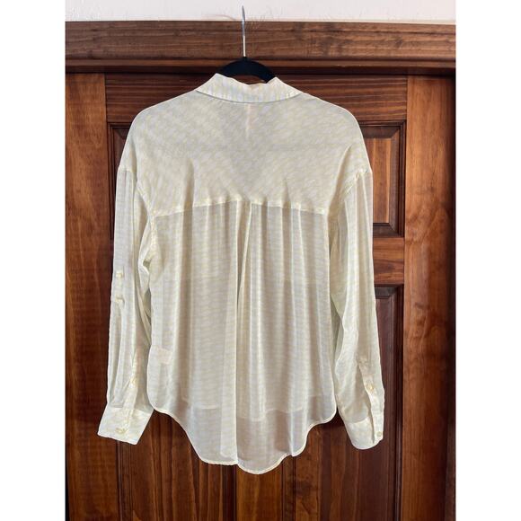 Free People convertible sleeve sheer button down oversized blouse S - Picture 5 of 6